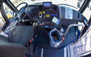 The driver compartment is designed to provide easy access to all necessary items